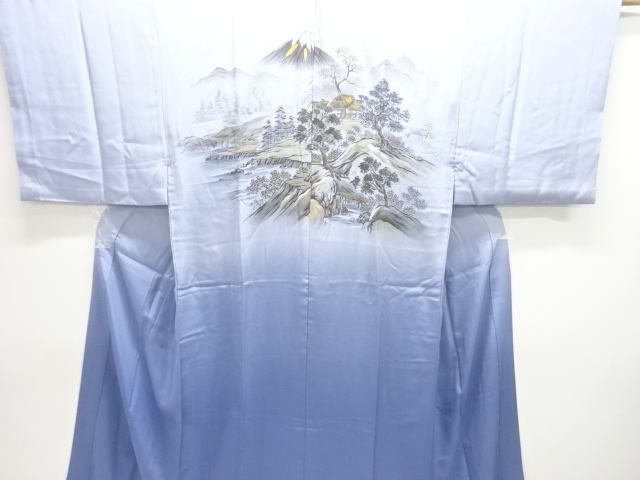 JAPANESE KIMONO / ANTIQUE MENS JUBAN / SILK / SCENERY
